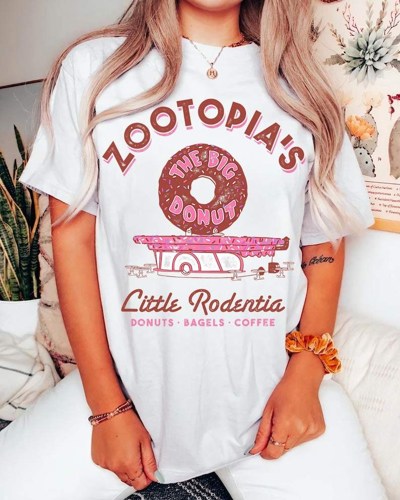 Disney Zootopia The Big Donut Coffee Shop T-Shirt, The Big Donut Cafe Tee, Disney Family Matching Shirt, WDW Disneyland Trip Matching Outfit image 2