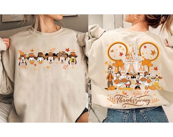 Disney 2 sided Mickey And Friends Thanksgiving Shirt, Disney Thanksgiving Fall Vibes Shirt, Disney Thanksgiving Shirt, Disneyland 2026 Shirt