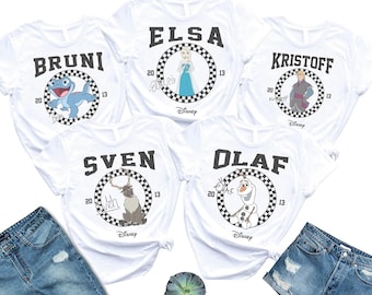 Camiseta a cuadros con retrato de personajes de Disney Frozen (Est. 2013), Elsa, Anna, Olaf, Kristoff, Sven, camisetas a juego para la familia de Disneyland Epcot.