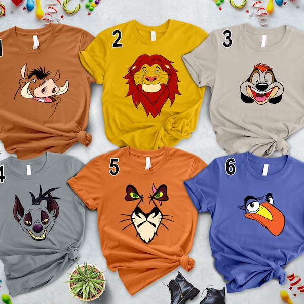 Disney The Lion King Big Face Halloween Costume T-Shirt, Simba Scar Timon Pumbaa Zazu Shirt, Disneyland Family Matching Tee, Animal Kingdom