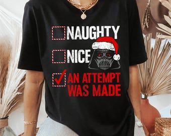 Star Wars Christmas Darth Vader Naughty or Nice Checklist Christmas Holiday Gift Shirt, Disneyland Christmas Matching Family Shirt