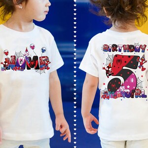 Personalized Two-Sided Spidey and His Amazing Friends Character Shirt, Disney Spidey Birthday Shirt, Disneyland Family Matching Shirt image 2