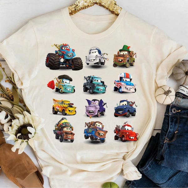 Disney Pixar Cars Many Maters T-Shirt, Cars Collection T-Shirt, Disney Family Matching Shirt, Walt Disney World, Disneyland Trip Outfits