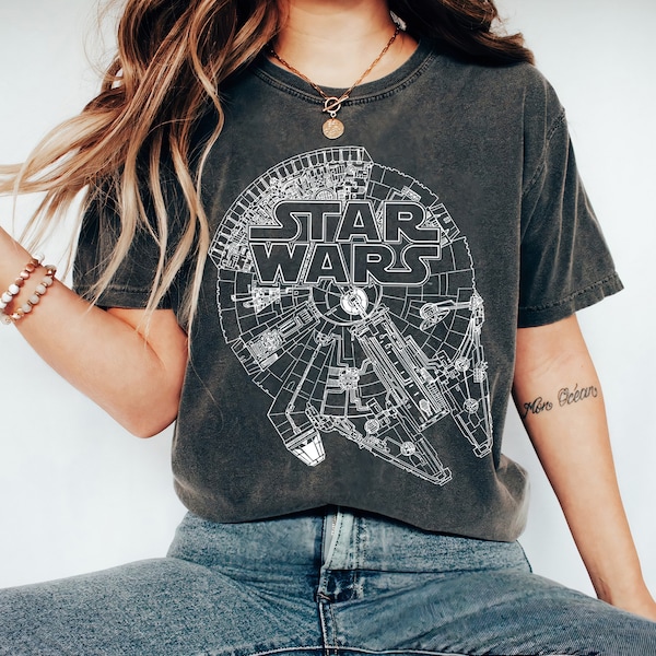 Star Wars Logo On Millenium Falcon Graphic, Star Wars Celebration, Galaxy's Edge, Star Wars Day, Walt Disney World Shirt, Magic Kingdom