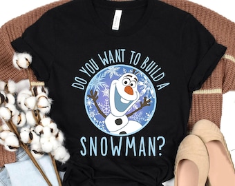 Camiseta de Disney Olaf Frozen, Camiseta navideña "¿Quieres construir un muñeco de nieve?", Camisetas a juego para la familia Disney, Conjuntos para un viaje a Disneyland