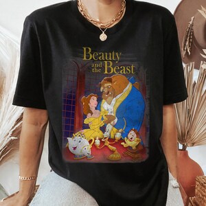 Disney Beauty And The Beast Distressed Vintage Group Shot T-Shirt, Magic Kingdom, Disneyland Family Matching Shirts, Walt Disney World Tee image 3