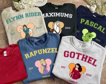 Disney Tangled Characters Group Est 2010 Custom Retro Shirt, Rapunzel Flynn Rider Gothel Pascal Maximums Shirt, Disneyland Matching Shirt