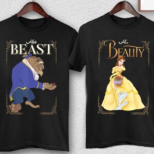 Disney Beauty And The Beast Her Beast His Beauty Belle Graphic Shirt, Disney Family Matching Shirt, WDW Shirt, Disneyland Trip Outfits