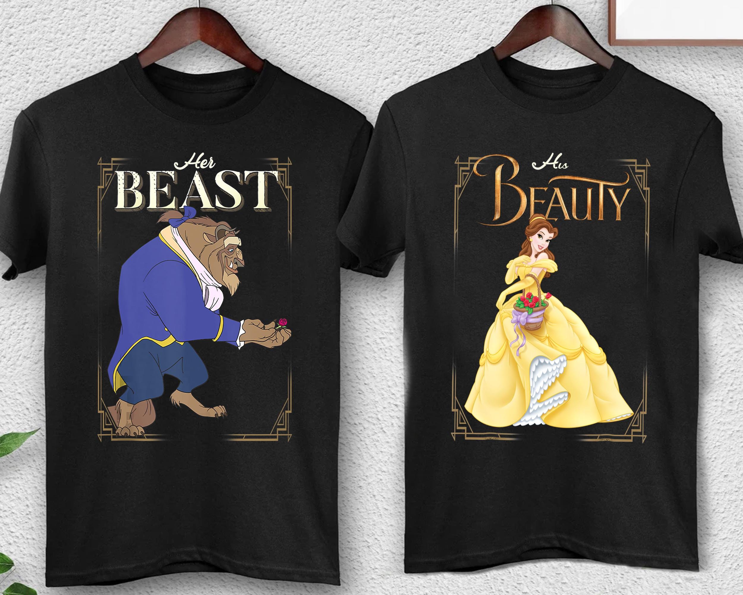BEAUTY & THE BEAST 2023 Tシャツ Disney Beauty and the Beast Her Beast His Beauty Belle Graphic