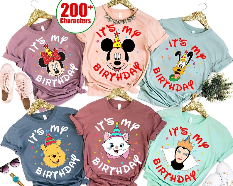 Personlized Disney All Characters It's My Birthday T-shirt, Mickey and Friends Winne The Pooh, Birthday Boy Girl Tee Shirts, Birthday Gifts image 1