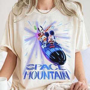 Shirt Disney Space Mountain, shirt Disney Mickey en vrienden Space Mountain, shirt Disney Mickey Donald Goofy, shirt Disneyland familie-uitstapje afbeelding 4