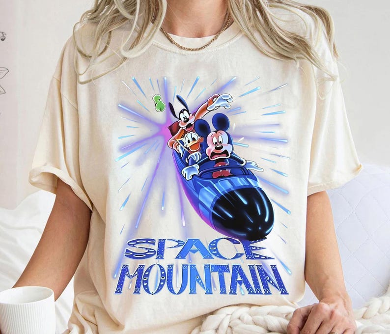 Shirt Disney Space Mountain, shirt Disney Mickey en vrienden Space Mountain, shirt Disney Mickey Donald Goofy, shirt Disneyland familie-uitstapje afbeelding 4