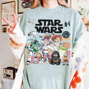 Disney Pixar Toy Story Star Wars Shirt, May The 4th Be With You Tee, Funny Pixar Toy Story Mashup Buzz Lightyear Woody Jessie Slinky Dog Tee image 3