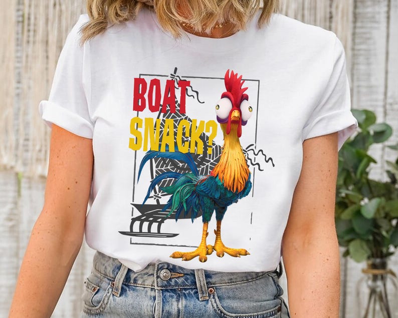 Disney Moana Hei Hei Boat Snack Graphic T-Shirt, Hei Hei Roaster, Disney Family Matching Shirt, Walt Disney World, Disneyland Trip Outfits image 3