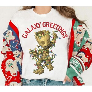 Marvel Groot Galaxy Greetings Christmas Shirt, Marvel Groot Christmas Lights Tee, Disneyland Christmas Matching Shirt, Christmas Squad Shirt
