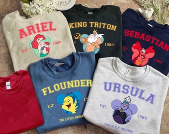 Disney The Little Mermaid Group Matching Shirt, Ariel Flounder Sebastian Ursula King Triton Shirt, Disneyland Family Matching Shirt