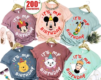 Personlized Disney All Characters It&#39;s My Birthday T-shirt, Mickey and Friends Winne The Pooh, Birthday Boy Girl Tee Shirts, Birthday Gifts