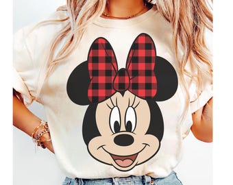 Disney Minnie Mouse Christmas Bow Classic Shirt, Disney Plaid Pattern Christmas Tee, Disneyland Christmas Party 2025, Merry Christmas Shirt
