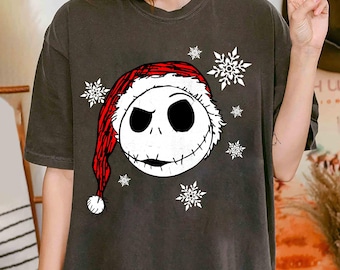 Disney Jack Skellington Disney Weihnachtsmannmütze Leichtes Weihnachtskostüm Shirt, Disneyland Passende Weihnachtsgruppe Shirts, Christmas Squad Shirt
