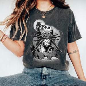 Maglietta Disney Jack Skellington The Nightmare Before Christmas, magliette di gruppo natalizie Disneyland, felpa di squadra natalizia immagine 2