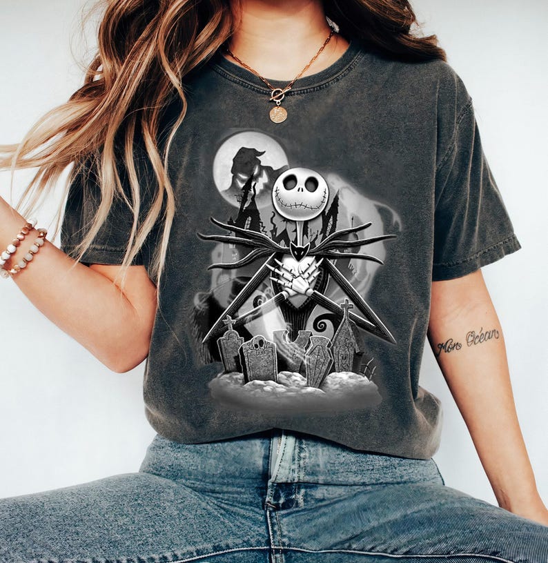 Maglietta Disney Jack Skellington The Nightmare Before Christmas, magliette di gruppo natalizie Disneyland, felpa di squadra natalizia immagine 2