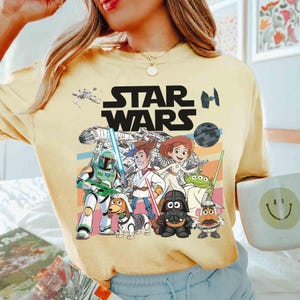 Disney Pixar Toy Story Star Wars Shirt, May The 4th Be With You Tee, Funny Pixar Toy Story Mashup Buzz Lightyear Woody Jessie Slinky Dog Tee image 4