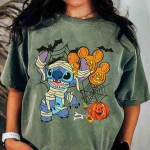 Disney Stitch and Angel Mummy Halloween Costume Shirt, Lilo and Stitch Halloween Shirt, Disneyland Halloween Family Matching Shirt image 5