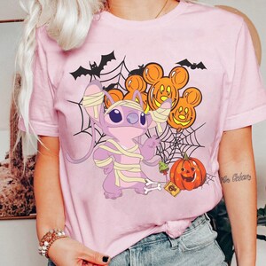 Disney Stitch and Angel Mummy Halloween Costume Shirt, Lilo and Stitch Halloween Shirt, Disneyland Halloween Family Matching Shirt image 2
