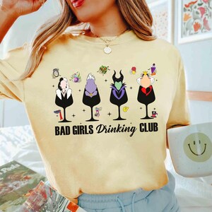 Personalized Drinking Club Disney Villains Bad Girls Bad Guys Shirt, Bad Witches Club Maleficent Ursula Cruella Hades Hook, Disney Girl Trip image 3