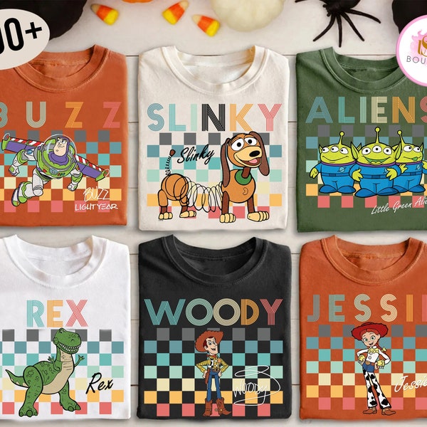 Camisa de personajes de Disney, camisa a juego de Disney Toy Story Disney, Buzz Woody Jessie Slinky Aliens Rex, camisa de grupo de Disney Mickey y amigos