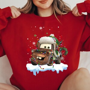 Disney Pixar Cars Lightning McQueen and Tow Mater Christmas Lights Holidays T-Shirt, Cars Xmas Shirt, Disneyland Christmas Matching Shirts image 3