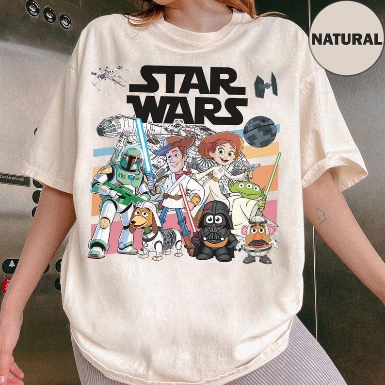 Disney Pixar Toy Story Star Wars Shirt, May The 4th Be With You Tee, Funny Pixar Toy Story Mashup Buzz Lightyear Woody Jessie Slinky Dog Tee image 1