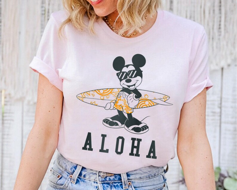 Disney Mickey And Friends Mickey Mouse Aloha Surf T-Shirt, Disneyland Family Matching Shirt, Magic Kingdom Tee, WDW Epcot Theme Park Shirt image 3
