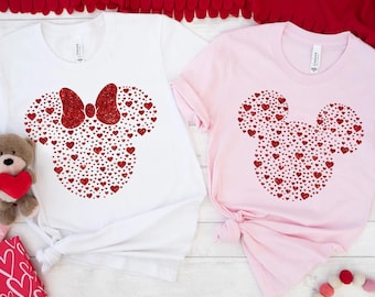 Disney Valentines Day Mickey and Minnie Head Sweatshirt, Mickey Minnie Couple Valentine's Day Shirt, Love Heart Disney Valentine's Gift