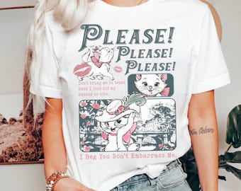 Camiseta vintage de Disney Marie Cat de Los Aristogatos, Camiseta "Te ruego que no me avergüences", Camiseta "Cats Bonjour", Camiseta para amantes de los gatos, Camiseta para viajes a Disneyland