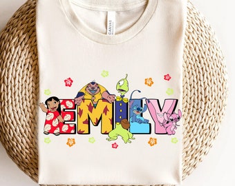 Custom Name Lilo and Stitch Shirt, Personalized Disney Lilo, Stitch, Angel Matching Tee, Name Kids Shirt, Custom Boy Shirt, Epcot Vacation