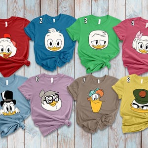 Disney DuckTales Big Face Halloween Costume, Scrooge McDuck Huey Dewey Louie Webby Duck Halloween Shirt, Disneyland Family Matching Shirt