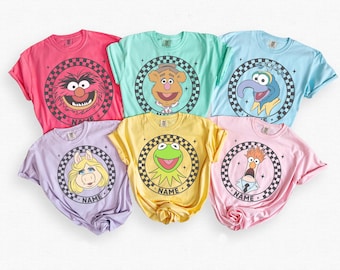 Personalized Disney The Muppets All Characters Checkered Shirt, Disney Muppets Kermit Fozzie Piggy Animal Beaker Shirt, Disneyland Trip Tee