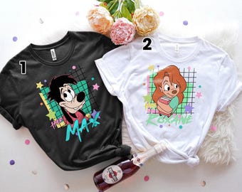 Retro 90-tals En fånig film Hennes Max och hans Roxanne-skjorta, Max och Roxanne Vintage Disney-parskjorta, Disneyland-resa familjematchande skjortor