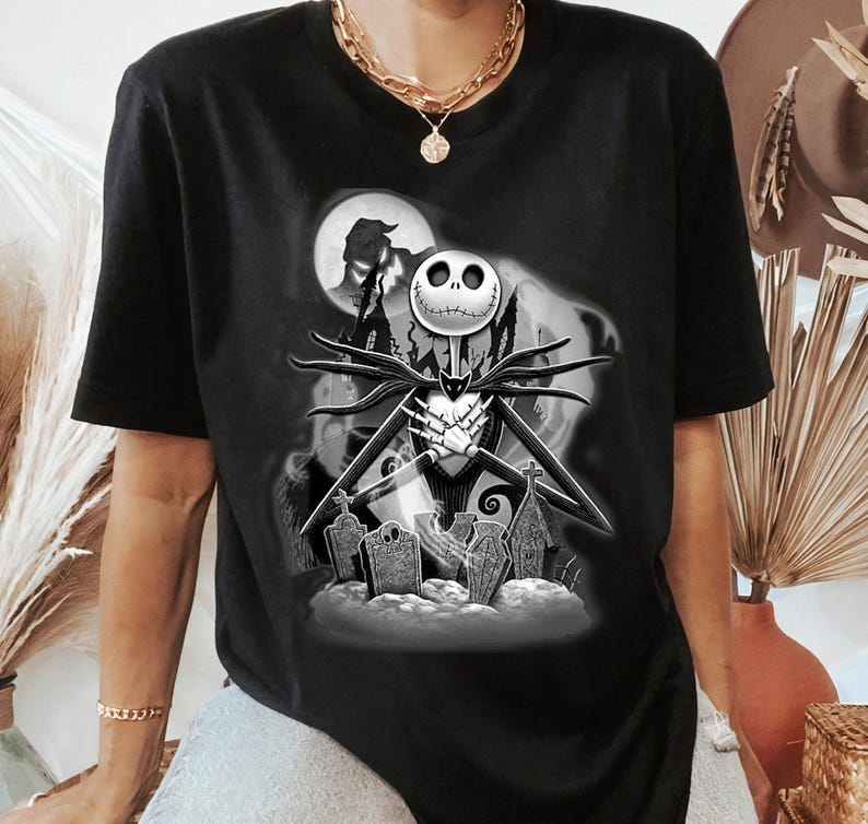 Maglietta Disney Jack Skellington The Nightmare Before Christmas, magliette di gruppo natalizie Disneyland, felpa di squadra natalizia immagine 1