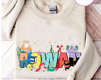 Camiseta personalizada de La Sirenita, camiseta a juego personalizada de Disney Ariel, Flounder y Úrsula, camiseta infantil con nombre, camiseta personalizada para niño, vacaciones en Epcot
