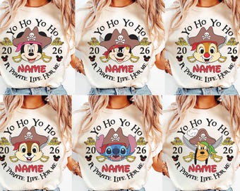 Personalized Mickey & Friends Disney Pirates Shirt, Pirates of the Caribbean, Disney Family Cruise Tee, Yo Ho Yo Ho A Pirate's Life for Me
