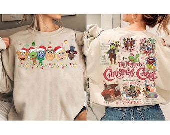 2-sided The Muppets Christmas Carol shirt Christmas Lights, Gonzo and Rizzo Miss Piggy Scrooge Kermit Fozzie Bear, Disneyland Christmas Tee
