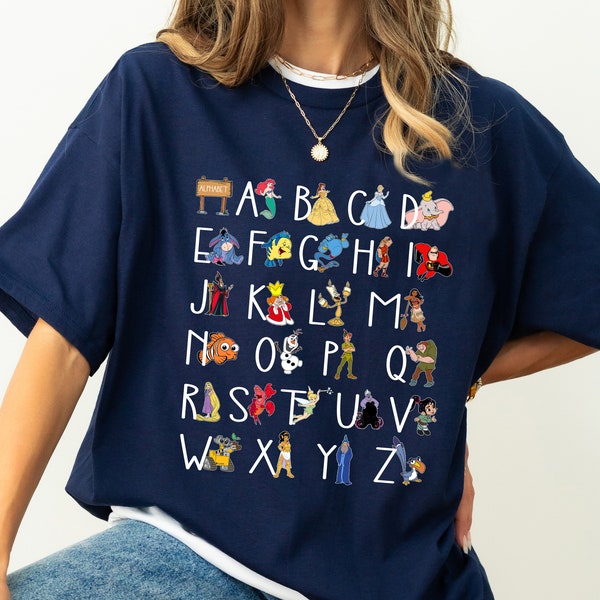 Disney Alphabet Characters from A to Z Shirt, Disney Teacher T-shirt, Teacher Appreciation Tee, Disney Kindergarten, Disney Matching Shirts