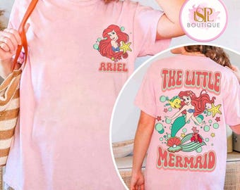 Camiseta pirata de Ariel de Disney Princess de doble cara, camiseta de La Sirenita de Disney, camiseta de Ariel, Sebastián y Flounder de Disney, camiseta a juego de Disneyland