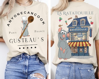 Two Sided Ratatouille Remy Chef Anyone Can Cook Shirt, Disney Pixar Ratatouille Paris, France Vintage Restaurant Shirt, Disney Family Shirt