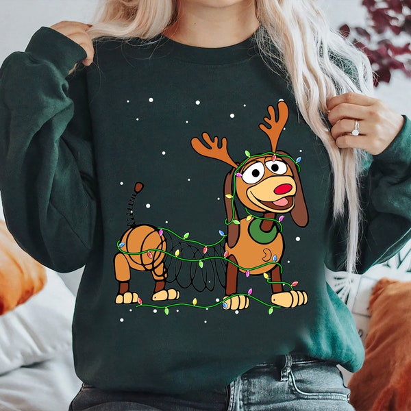 Disney Reindeer Slinky Dog Christmas Lights Shirt, Santa Slinky Toy Story Xmas Tee, Disneyland Christmas Group Matching Family Shirts