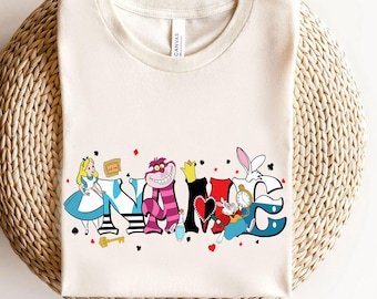 Custom Name Alice in Wonderland Shirt, Personalized Disney Alice Cheshire Matching Tee, Name Kids Shirt, Custom Boy Shirt,Epcot Vacation