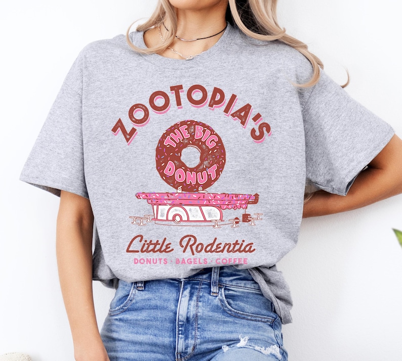 Disney Zootopia The Big Donut Coffee Shop T-Shirt, The Big Donut Cafe Tee, Disney Family Matching Shirt, WDW Disneyland Trip Matching Outfit image 3