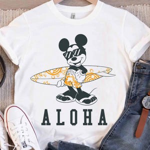 Disney Mickey And Friends Mickey Mouse Aloha Surf T-Shirt, Disneyland Family Matching Shirt, Magic Kingdom Tee, WDW Epcot Theme Park Shirt image 1